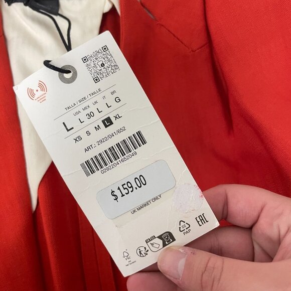 Zara Womens Blazer Suit Jacket Large L Pumpkin orange Lined 2922/041 NWT - Picture 6 of 16